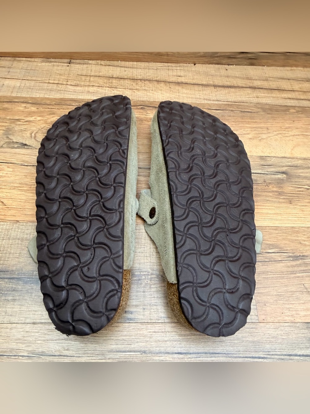 Birkenstock Women's Beige Suede Clogs with Buckle - Picture 7 of 7